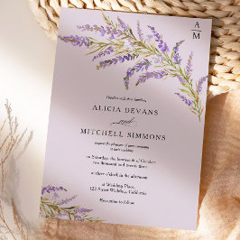 Invitación Boda de acuarela floral de lavanda otoño