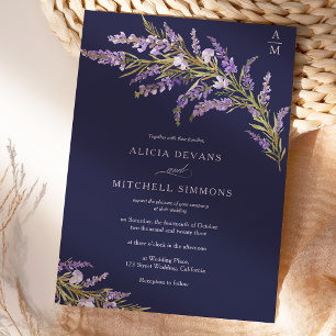 Invitación Boda de acuarela floral de lavanda otoño