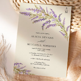 Invitación Boda de acuarela floral de lavanda otoño