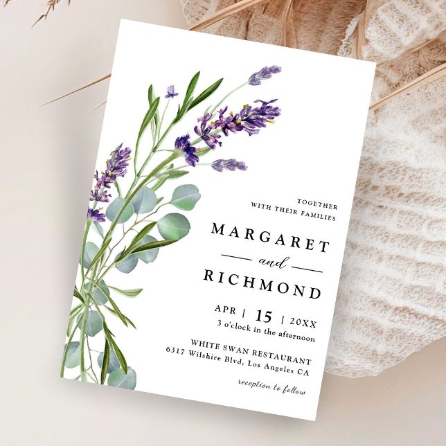 Invitación Boda de acuarela floral de lavanda púrpura (Subido por el creador)