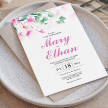 Boda de Acuarela Floral de Magnolia Rosa