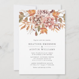 Invitación Boda de Acuarela Floral de Otoño