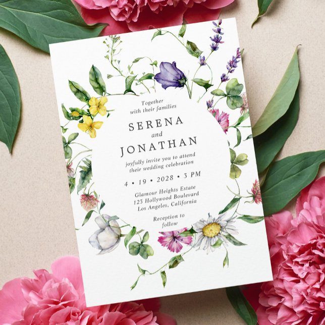 Invitación Boda de acuarela floral de primavera vibrante colo (Subido por el creador)