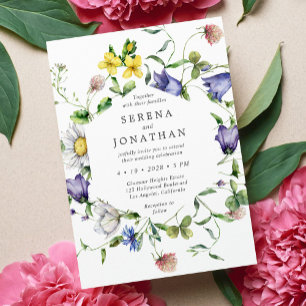 Invitación Boda de acuarela floral de primavera vibrante colo