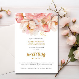 Invitación Boda de acuarela floral de rosa rústico