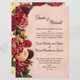 Invitación Boda de acuarela floral de Rubor Burgundy