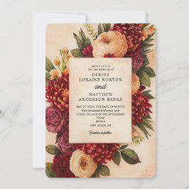Invitación Boda de acuarela floral de Rubor Burgundy