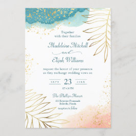 Invitación Boda de acuarela floral de Rubor Gold moderno