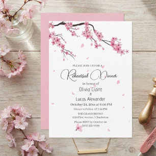 Invitación Boda de acuarela floral de Sakura rosa elegante