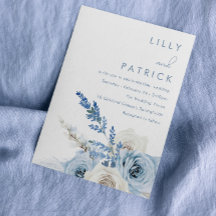 Boda de acuarela floral Dusty Blue & White Boho