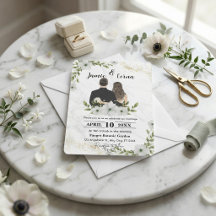 Boda de Acuarela Floral Elegante Blanco y Verde