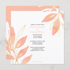 Invitación Boda de acuarela floral Golden Peach