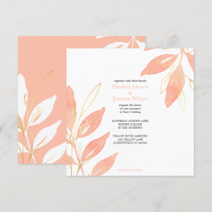 Invitación Boda de acuarela floral Golden Peach