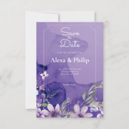 Invitación Boda de acuarela floral morada