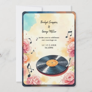 Invitación boda de acuarela floral musical lúdico
