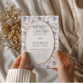 Invitación Boda de acuarela floral púrpura moderno