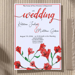 Invitación Boda de acuarela floral roja