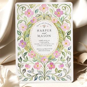 Invitación Boda de Acuarela Floral Rosa Artes y Oficios