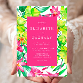 Invitación Boda de acuarela floral rosa audaz