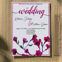 Invitación Boda de acuarela floral rosa brillante