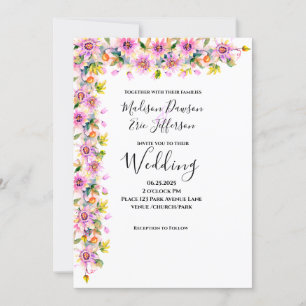 Invitación Boda de acuarela floral rosa de Rubor
