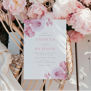 Invitación Boda de acuarela floral rosa de Rubor
