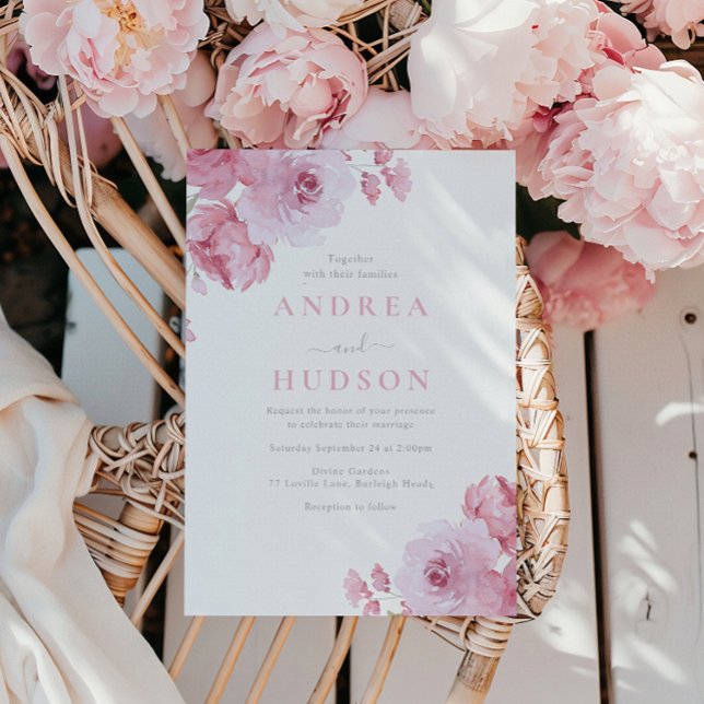Invitación Boda de acuarela floral rosa de Rubor (Subido por el creador)