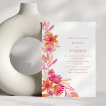 Boda de Acuarela Floral Rosa Naranja Boho Chic
