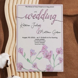 Invitación Boda de acuarela floral rosa y turbia