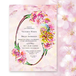 Invitación Boda de acuarela floral rosada rusa