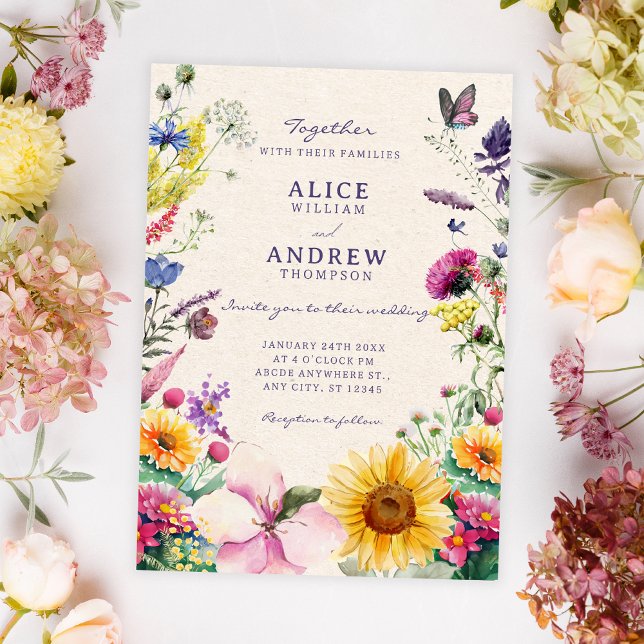 Invitación Boda de acuarela floral rústica (Subido por el creador)