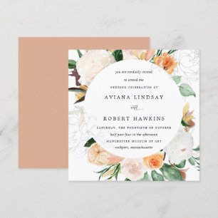 Invitación Boda de acuarela floral rustica de otoño