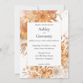 Invitación Boda de Acuarela Floral Rústica de Otoño