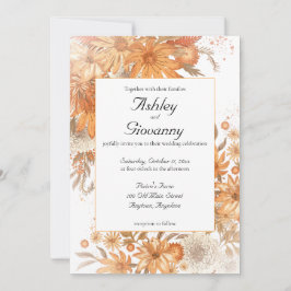 Invitación Boda de Acuarela Floral Rústica de Otoño