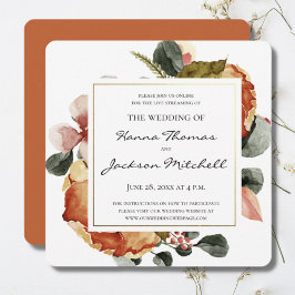 Invitación Boda de acuarela floral rustica de otoño