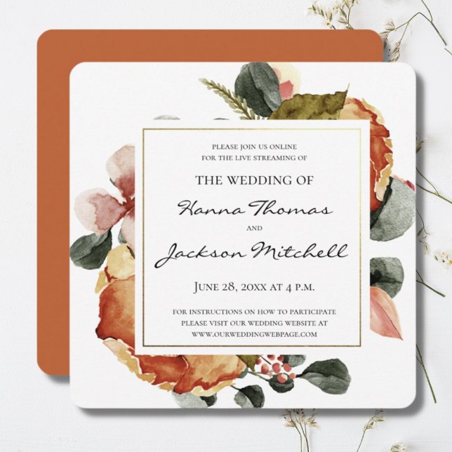 Invitación Boda de acuarela floral rustica de otoño (Subido por el creador)