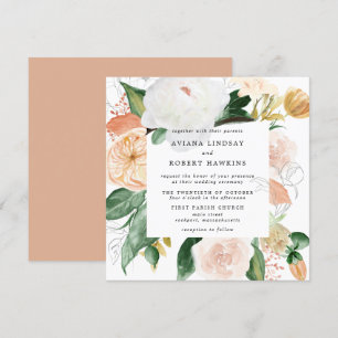 Invitación Boda de acuarela floral rustica de otoño