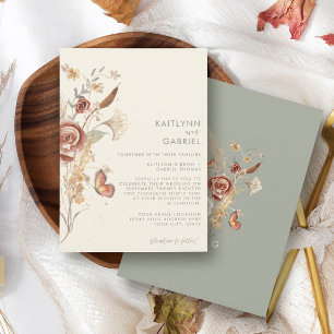 Invitación Boda de Acuarela Floral Seca de Flor Silvestre Sag