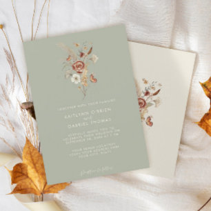 Invitación Boda de Acuarela Floral Seca de Flor Silvestre Sal