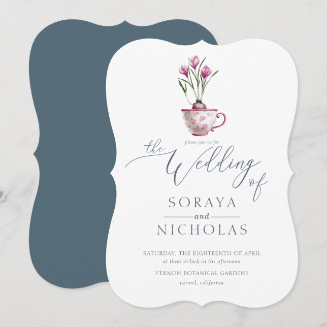 Invitación Boda de acuarela floral simple y elegante (Anverso / Reverso)