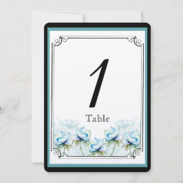 Invitación Boda de acuarela floral verde azulada Número de ta