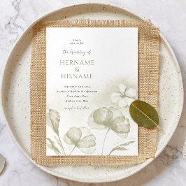 Invitación Boda de acuarela floral verde oliva