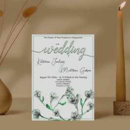 Invitación Boda de acuarela floral verde sage