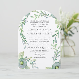 Invitación Boda de acuarela floral verde y azul