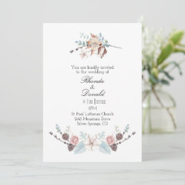 Invitación Boda de acuarela floral y follaje de invierno