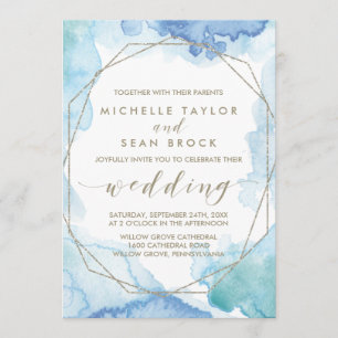 Invitación Boda de acuarela geométrica
