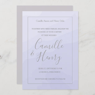 Invitación Boda de acuarela gris de lavanda de tipo elegante