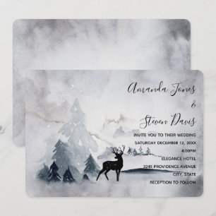 Invitación Boda de Acuarela Gris de Reno en la Naturaleza