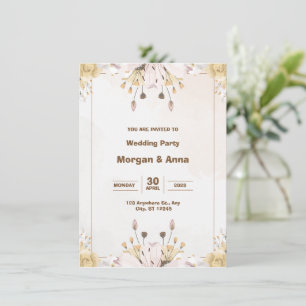 Invitación Boda de acuarela gris y marrón