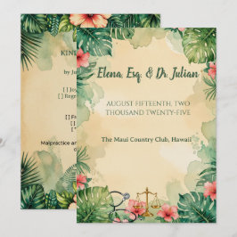 Invitación Boda de acuarela hawaiana de médico abogado